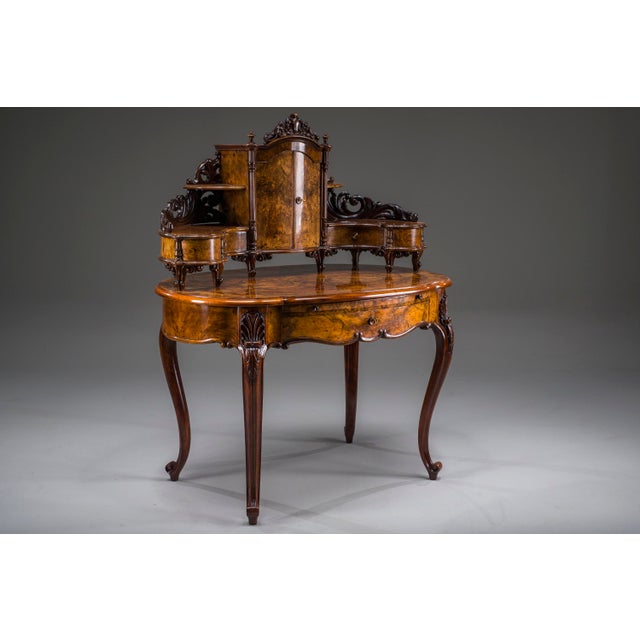 Antique Louis Philippe Walnut Vanity Desk, 1860 For Sale - Image 16 of 18