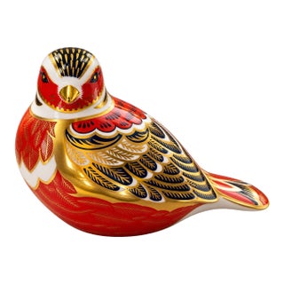 1994 Royal Crown Derby Imari Pheasant Bird Bone China Paperweight With Gold Stopper For Sale