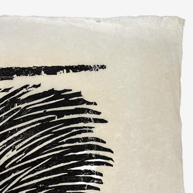 Mid-Century Modern Richard Hood - Vintage Expressionist Porcupine Woodcut, Signed (Woodcut on Rice Paper) For Sale - Image 3 of 6