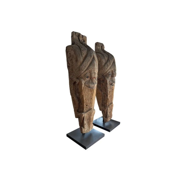 1900 - 1909 Pair of Antique Singa Sculptures, Batak Tribe Sumatra, Early 20th Century For Sale - Image 5 of 8