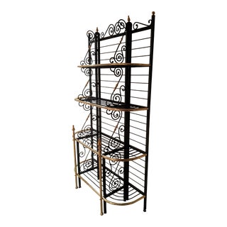 Perfit Fils Ltd. French Forged Wrought Iron & Brass Bakers Rack Etagere (Made in France) For Sale