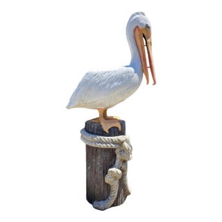 1960s Monumental Metal Jumbo Nautical Pelican on Stand For Sale