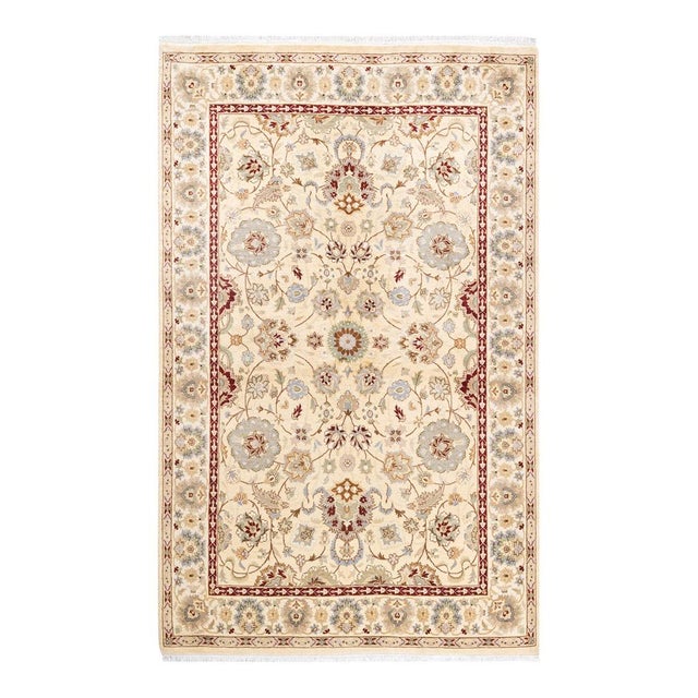 Ivory Mogul, One-of-a-Kind Hand-Knotted Area Rug in Ivory, 4' 1" x 6' 5" For Sale - Image 8 of 8