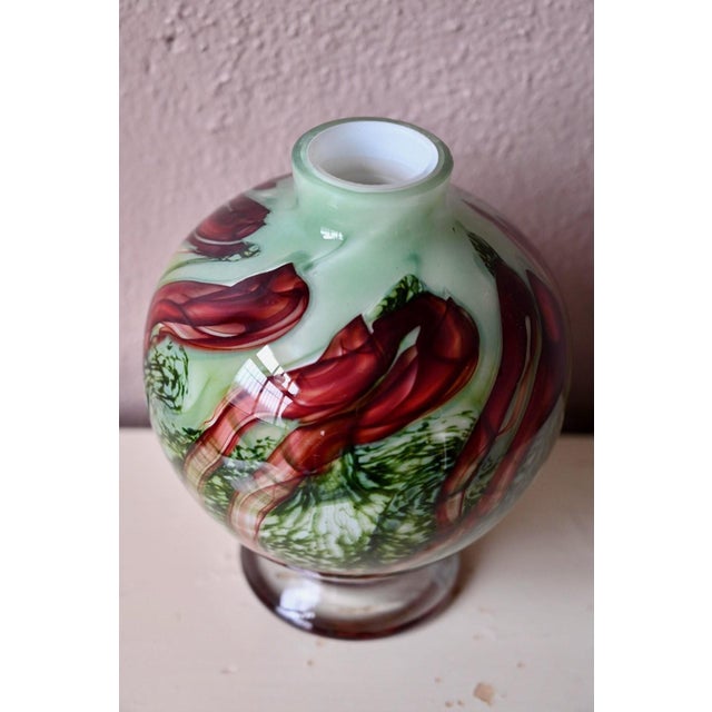 1980s Green and Red Murano Glass Lamp Base, 1980s For Sale - Image 5 of 12