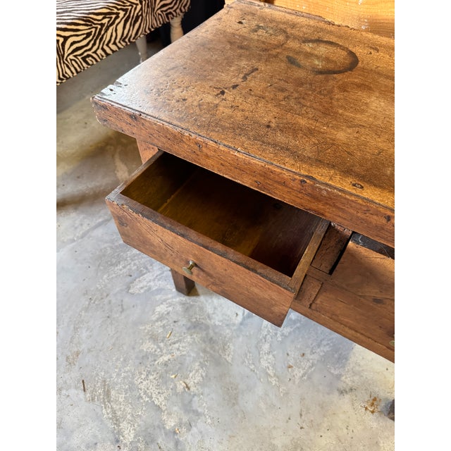 Brown 19th-Century European Provincial 4-Drawer Rustic Work Table For Sale - Image 8 of 11