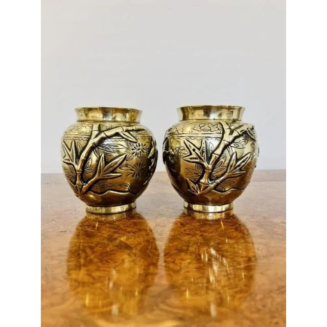 Late 19th Century Chinese Brass Vases, 1890s, Set of 2 For Sale - Image 5 of 7