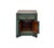 Oriental Distressed Teal Green Flowers Graphic End Table Nightstand For Sale - Image 4 of 8