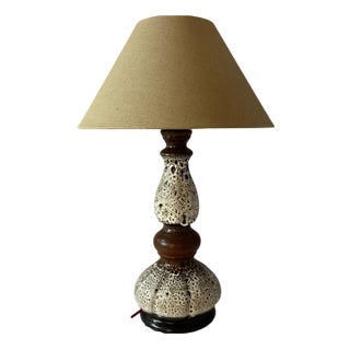 White and Brown Ceramic Table Lamp from Hustadt Leuchten For Sale