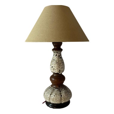 White and Brown Ceramic Table Lamp from Hustadt Leuchten For Sale