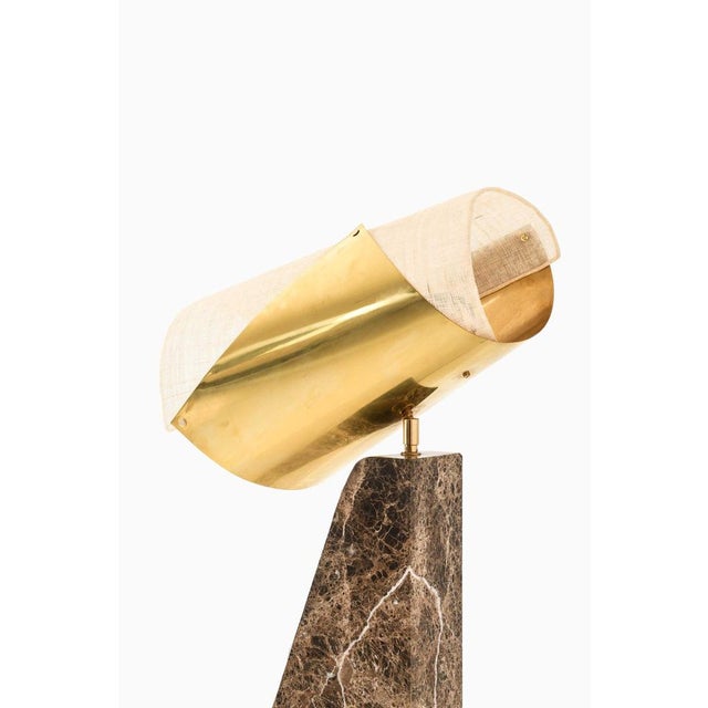 Lorian Table Lamp in Brass, Fabric and Marble by Erik Bratsberg, 2021 For Sale - Image 3 of 12