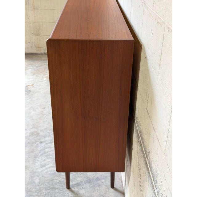 1960s In Style of Johannes Andersen Teak Sideboard Credenza With Sliding Doors Danish Mid-Century Modern 1960s For Sale - Image 5 of 13