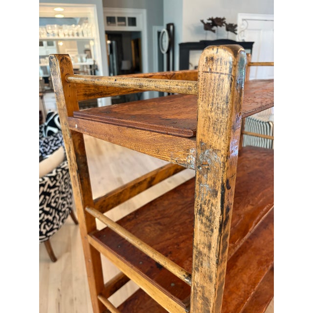 Early 20th Century Rolling Industrial Factory Shoe Rack Display From Massachusetts For Sale - Image 9 of 12