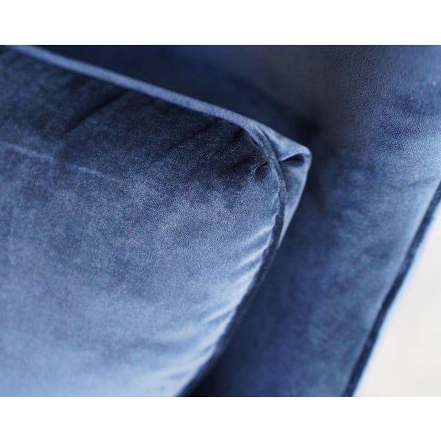 The Big Chair and Ottoman by Jens Risom in Navy Blue Velvet, C. 1950s For Sale - Image 9 of 11