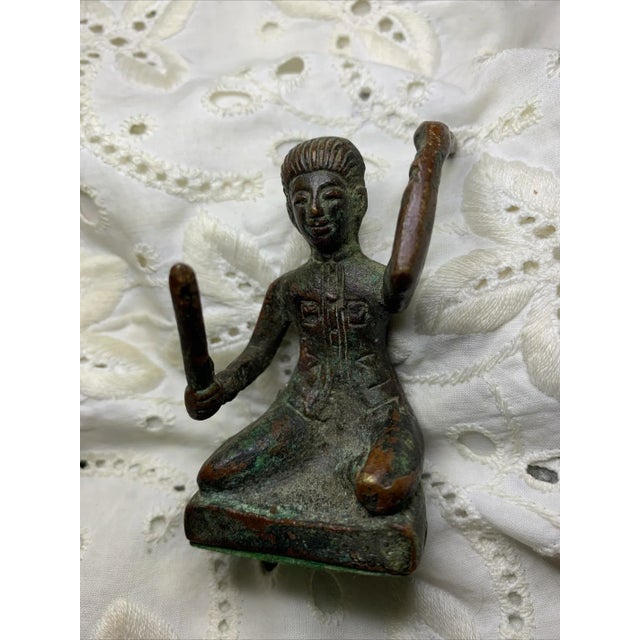 Vintage Asian Bronze Drummer Figure Folk Art Figurine. In nice vintage condition. There is some oxidation. Please see...
