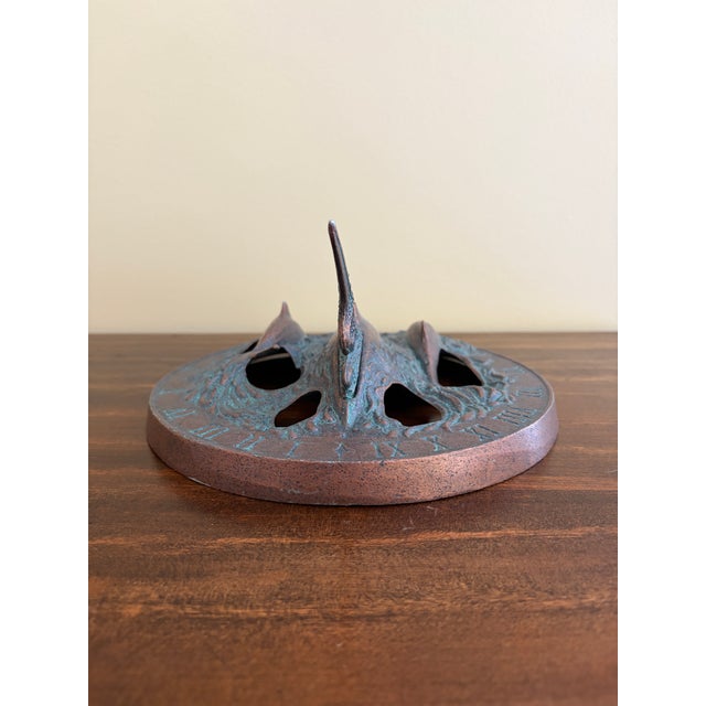 1990s Vintage Coastal Iron Garden Sundial With Dolphins For Sale - Image 5 of 7