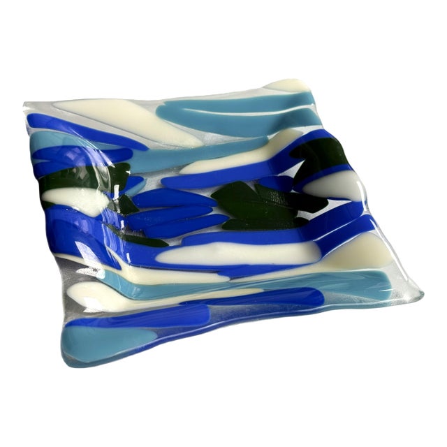 Fused Art Glass Tray For Sale