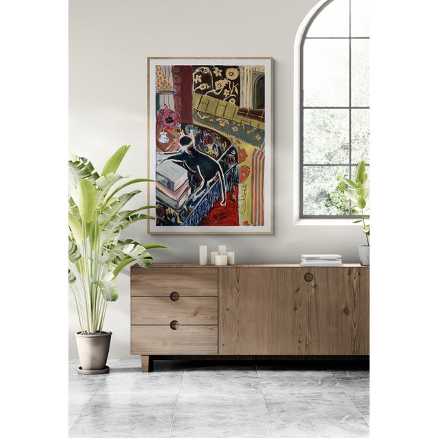 Large Painting “Dozing Cat” an Original Expressionist Artwork by Shann Spishak For Sale - Image 4 of 5