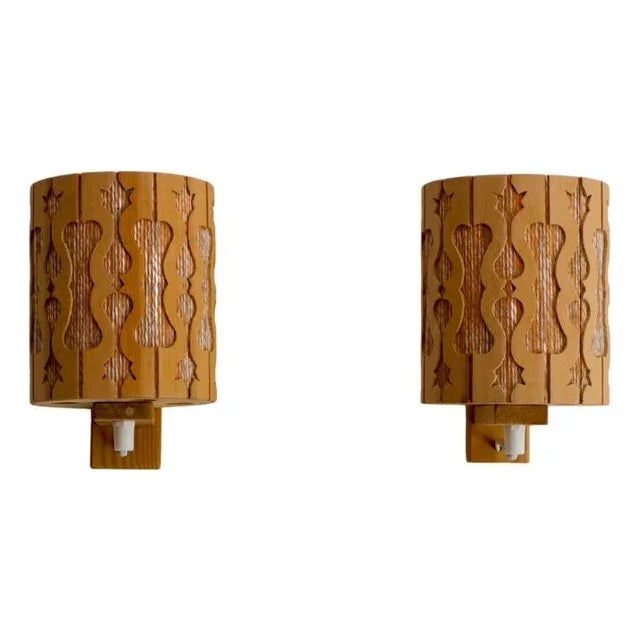 Vintage Scandinavian Pine Sconces, 1975, Set of 2 For Sale - Image 11 of 11