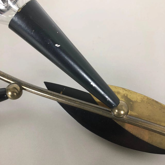 Large Modernist Brass Floral Theatre Wall Light Sconce, France, 1950 For Sale - Image 10 of 15