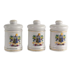 Vintage Japanese Ceramic Apothecary Jar Set