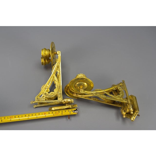 French Art Deco Brass Twin Arm Piano Candlestick Wall Lights by L. Pinet, 1930s, Set of 2 For Sale - Image 13 of 18