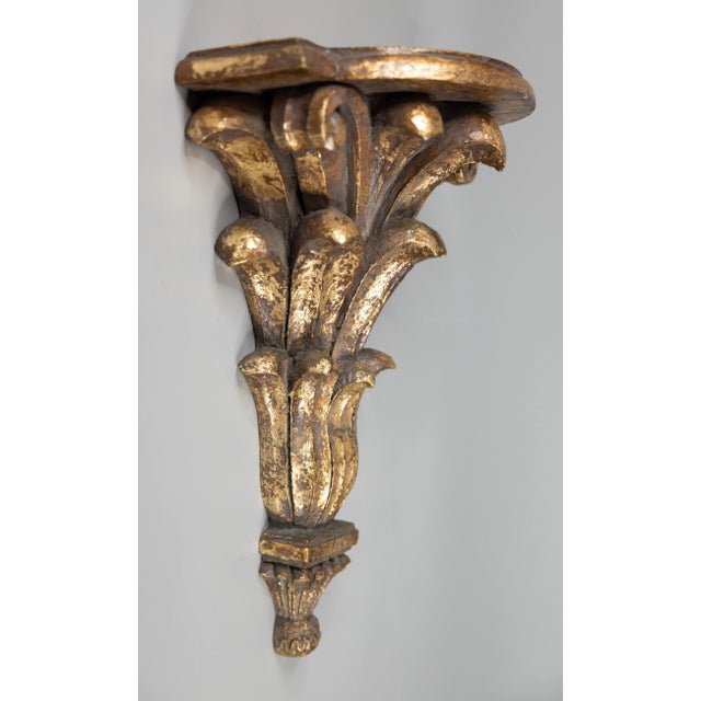A stunning vintage Italian gilded wall bracket / shelf / corbel. This gorgeous bracket is a nice large size at 18.5"...