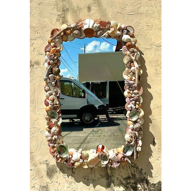 Vintage Shell Encrusted Wall Mirror For Sale - Image 4 of 14
