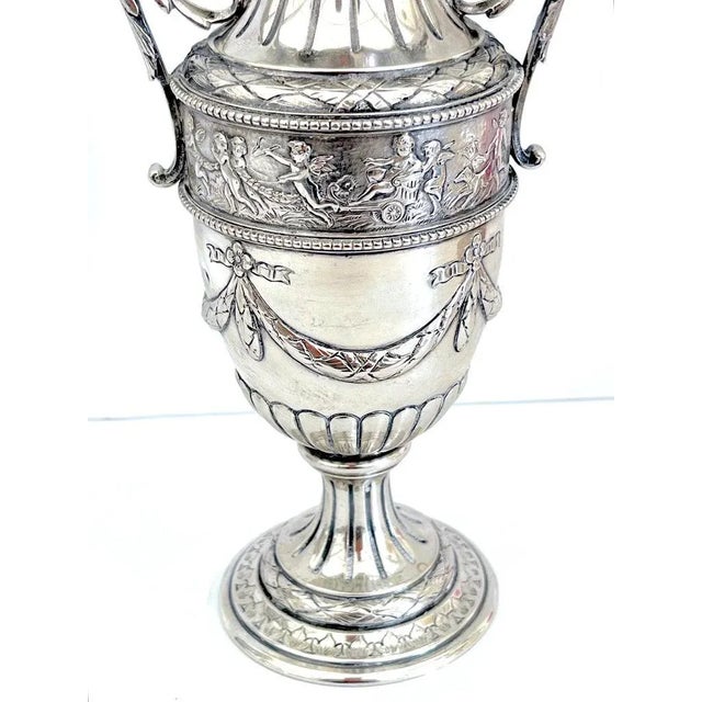 French 18th Century Italian Silver Neoclassical Vases, in the Louis XVI Style - a Pair For Sale - Image 3 of 12