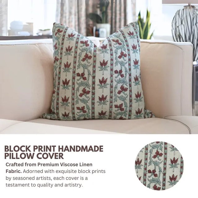 The Laxmi cushion cover features an elegant hand block print that echoes the grace and abundance of its namesake. Printed...