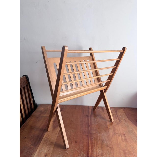 Wood Mid-Century Modern Dutch Beech Folding Magazine Rack by Cees Braakman, 1890s For Sale - Image 7 of 13