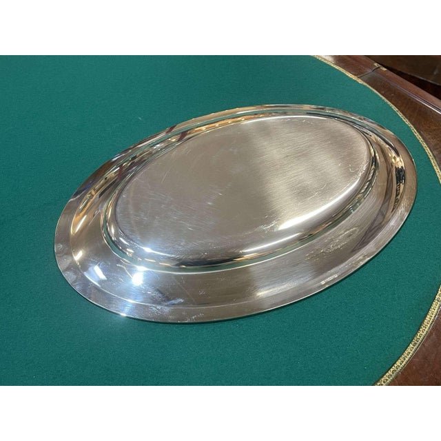 Silver Oval Silver-Plated Malmaison Tray from Christofle For Sale - Image 8 of 10