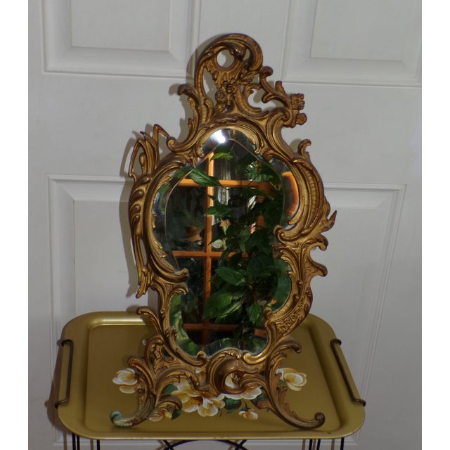 Early 20th Century Antique Nb&iw Gold Gilt Rococo Brass Table Mirror Free Standing Vanity Mirror For Sale - Image 5 of 15