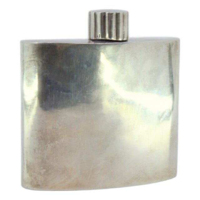 Smooth Silver Whiskey Flask For Sale