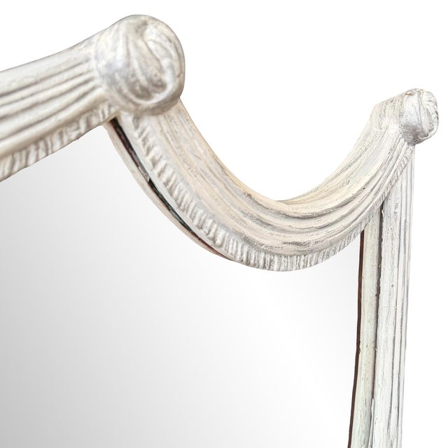 Wood Faux Drapery Carved-Wood Overmantel Mirror For Sale - Image 7 of 12