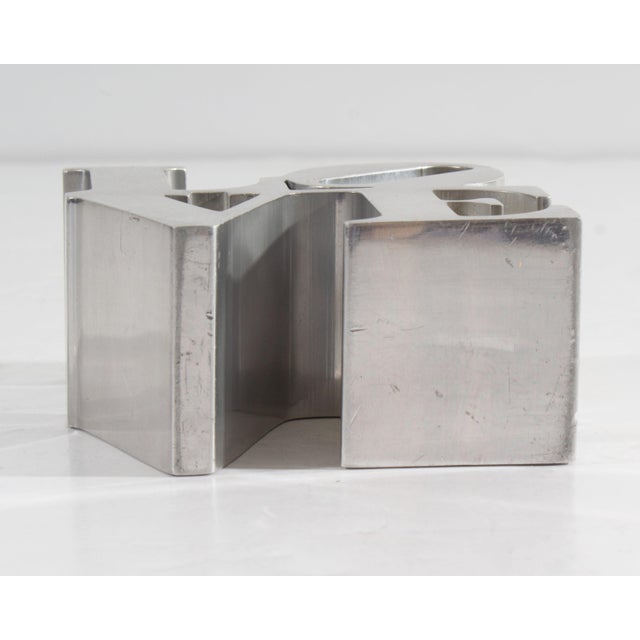 Late 20th Century Robert Indiana Chrome Love Paperweight For Sale - Image 5 of 8