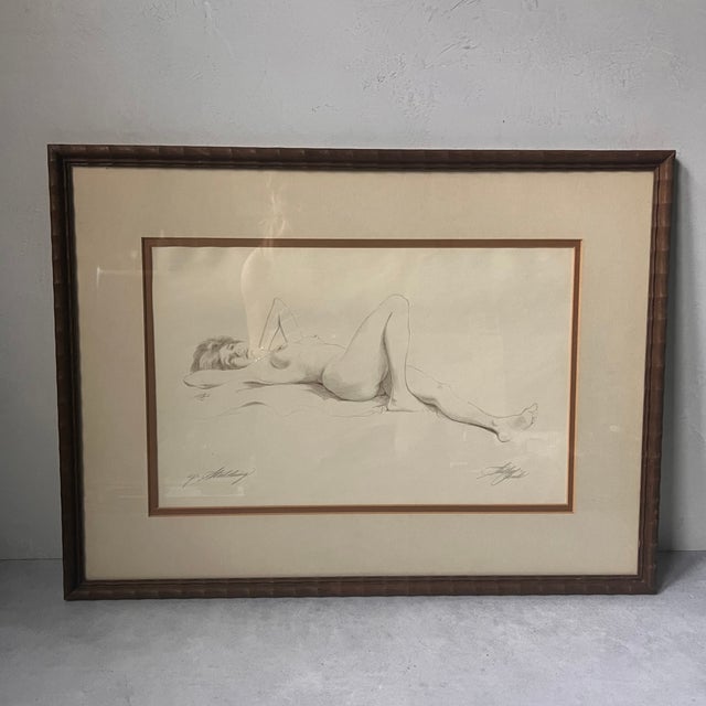 Mid-Century Modern 1968 Artist’s Proof Figurative Nude Print “Stretching” Signed Shelly Fink For Sale - Image 3 of 7