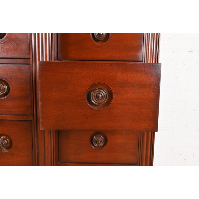 Wood Ralph Lauren for Henredon Neoclassical Mahogany 21-Drawer Chest of Drawers For Sale - Image 7 of 14