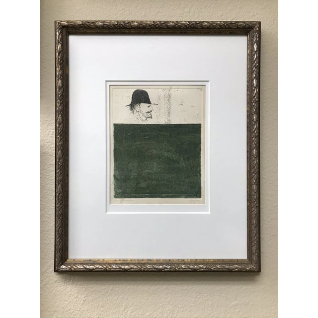 Artist: Leonard Baskin Country: USA Title: Ezra Pound – it is pitiable Medium: Original Color Etching Marks: Pencil signed...
