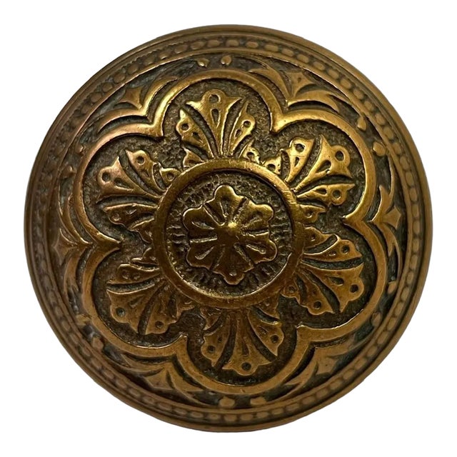 Late 19th Century Antique American Ornamental Bronze Door Knob For Sale