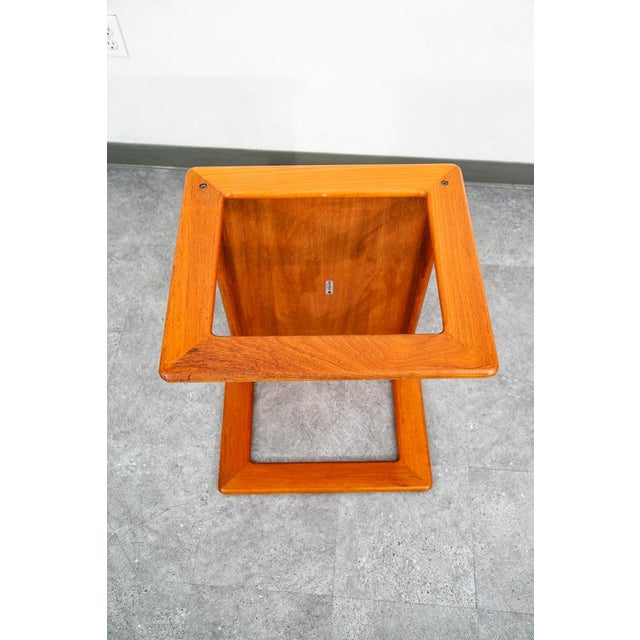 1960s 1960s Mid Century Danish Modern Ottoman Stool Brown Tan Fabric Rectangular Footrest For Sale - Image 5 of 12