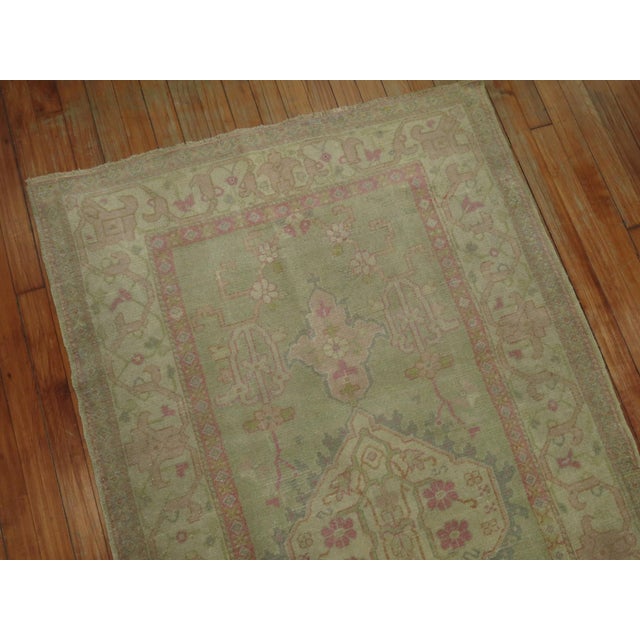 Feminine Antique Turkish Oushak Rug, 3'4'' X 6' For Sale - Image 9 of 10
