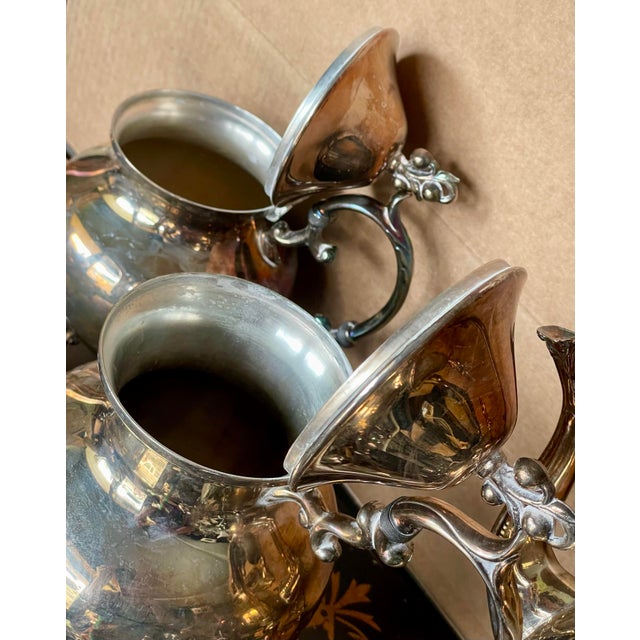Mid 20th Century Birmingham Silver Co Silver Plate Tea Set Coffee Service Kettle on Stand Teapot - 6 pcs For Sale - Image 6 of 12
