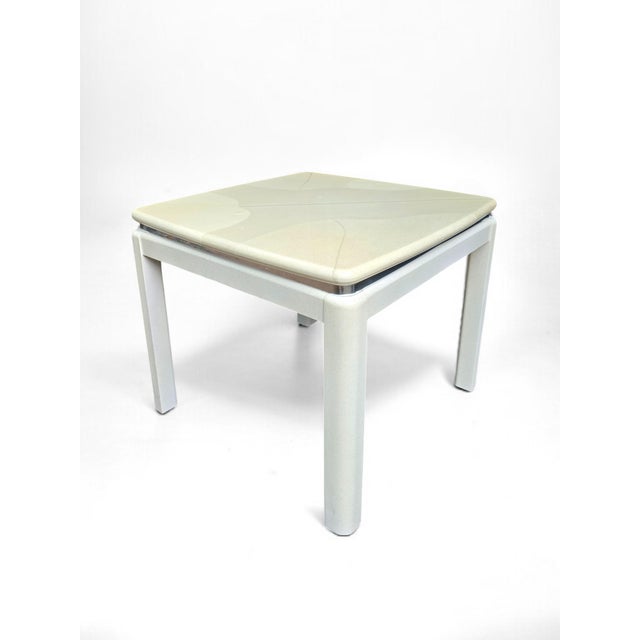 ▪️Karl Springer Style Lacquered Faux Goatskin Side Table ▪️Postmodern, 1970-1980s in the style of Karl Springer...