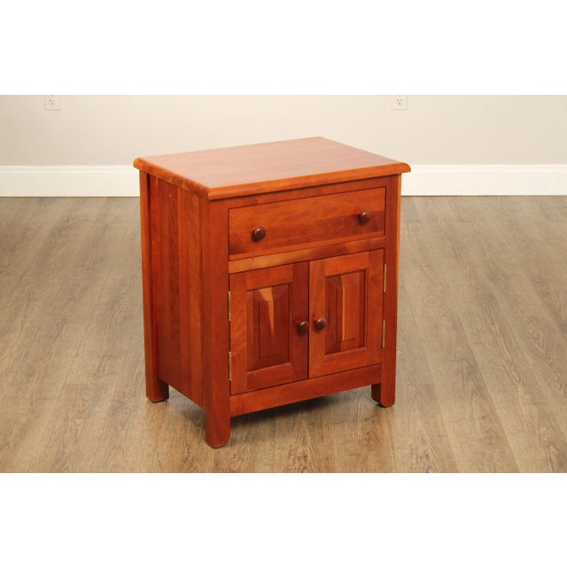 High Quality American Made Solid Cherry Wood Two Door Cabinet Nightstand With Dovetailed Drawer