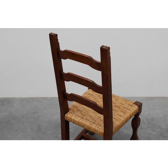 Mid-Century Brutalist Chairs in Wood and Wicker, Belgium, 1970s, Set of 8 For Sale - Image 13 of 17