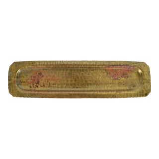 Roycroft Arts & Crafts Brass Finished Hammered Copper Pen Tray For Sale