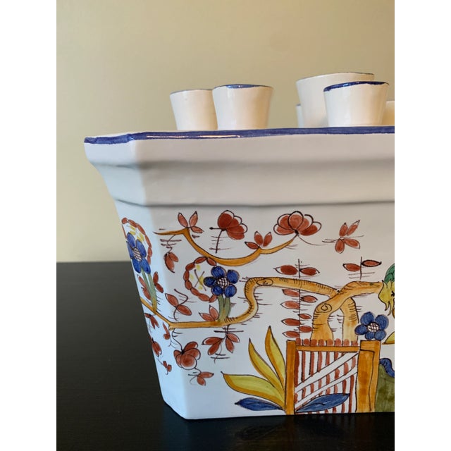 Mid 20th Century Mid-Century Italian Hand-Painted Chinoiserie Tulipiere Vase For Sale - Image 5 of 13