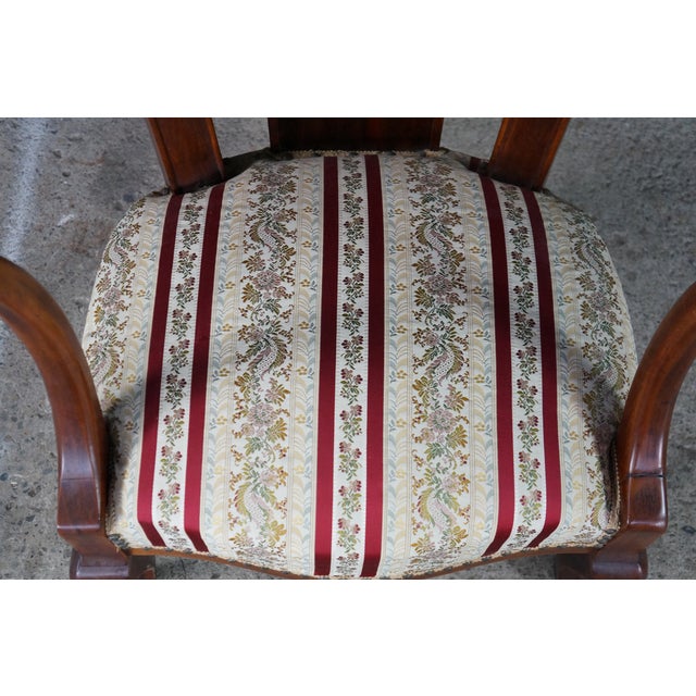 Antique 19th Century Mahogany Regency Empire Horseshoe Library Parlor Arm Chair For Sale - Image 12 of 18