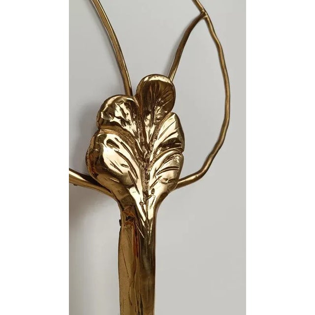 Large Italian Floral Sculptural Brass Wall Sconce, 1970s For Sale - Image 9 of 18