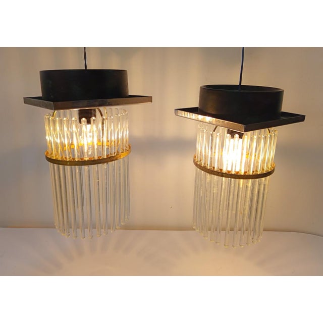 Stunning pair of ceiling lamps (single-light chandelier) vintage, circa 1960s one with sticker, made by gaetano sciolari,...
